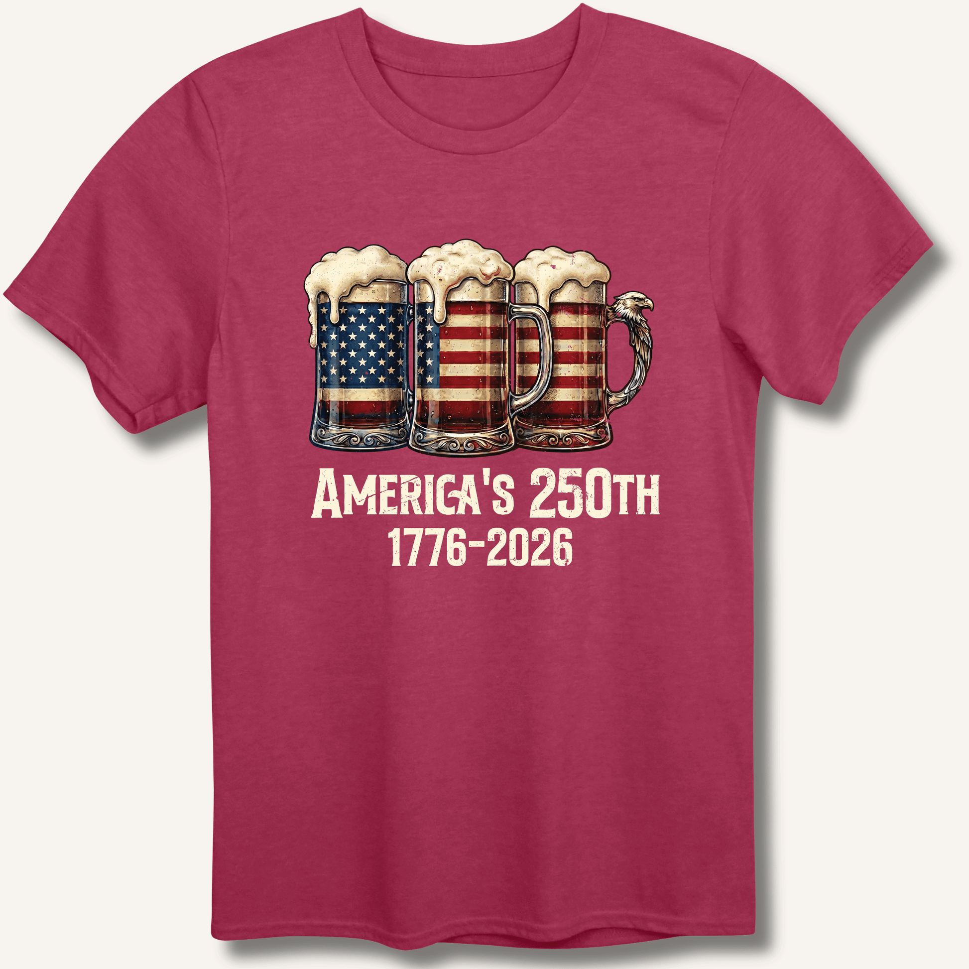 American Flag Beer Mugs 250th T-Shirt - Sip & Shirt
