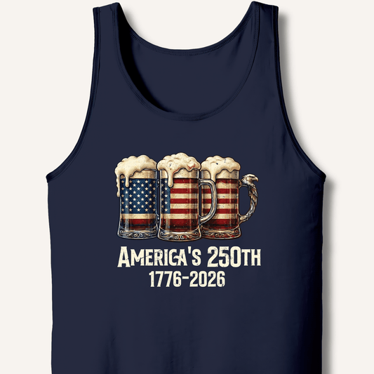 American Flag Beer Mugs 250th Tank - Sip & Shirt