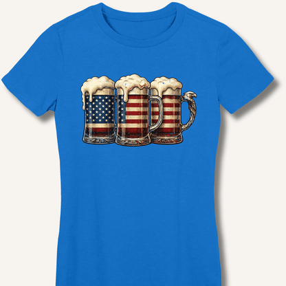 American Flag Beer Mugs Fitted T-Shirt - Sip & Shirt