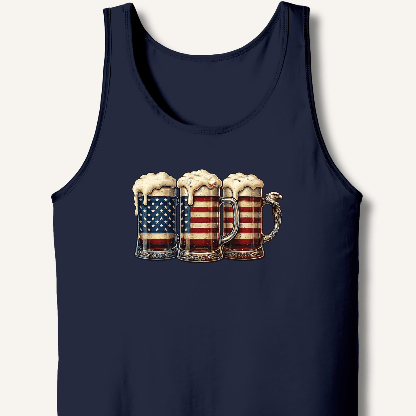 American Flag Beer Mugs Tank - Sip & Shirt