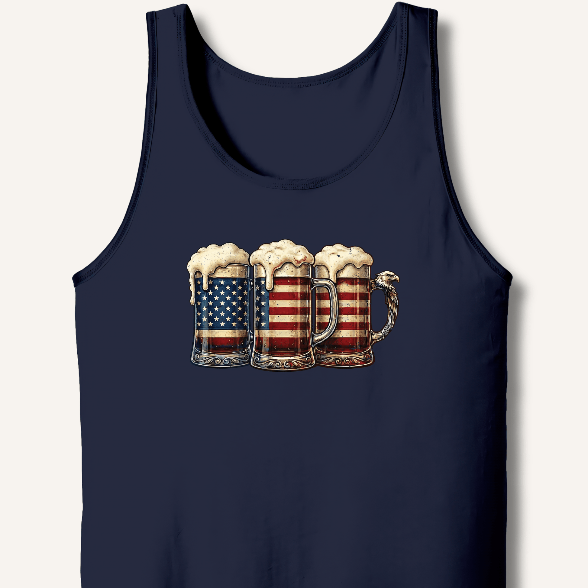 American Flag Beer Mugs Tank - Sip & Shirt