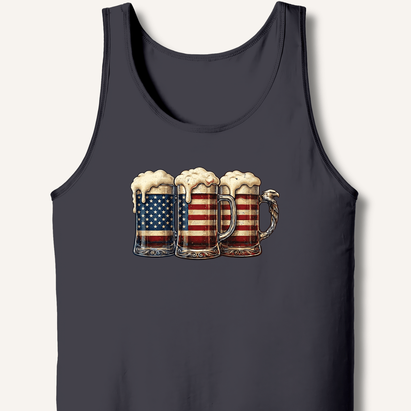 American Flag Beer Mugs Tank - Sip & Shirt