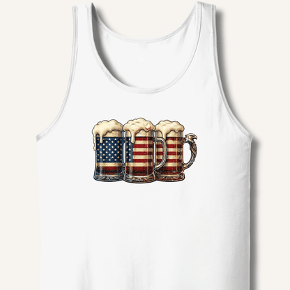 American Flag Beer Mugs Tank - Sip & Shirt