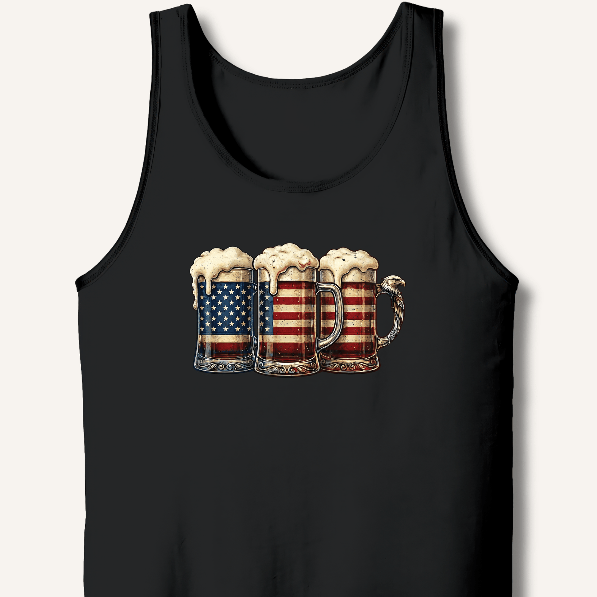 American Flag Beer Mugs Tank - Sip & Shirt