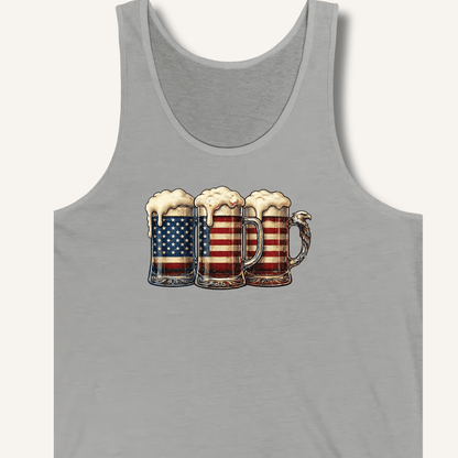 American Flag Beer Mugs Tank - Sip & Shirt