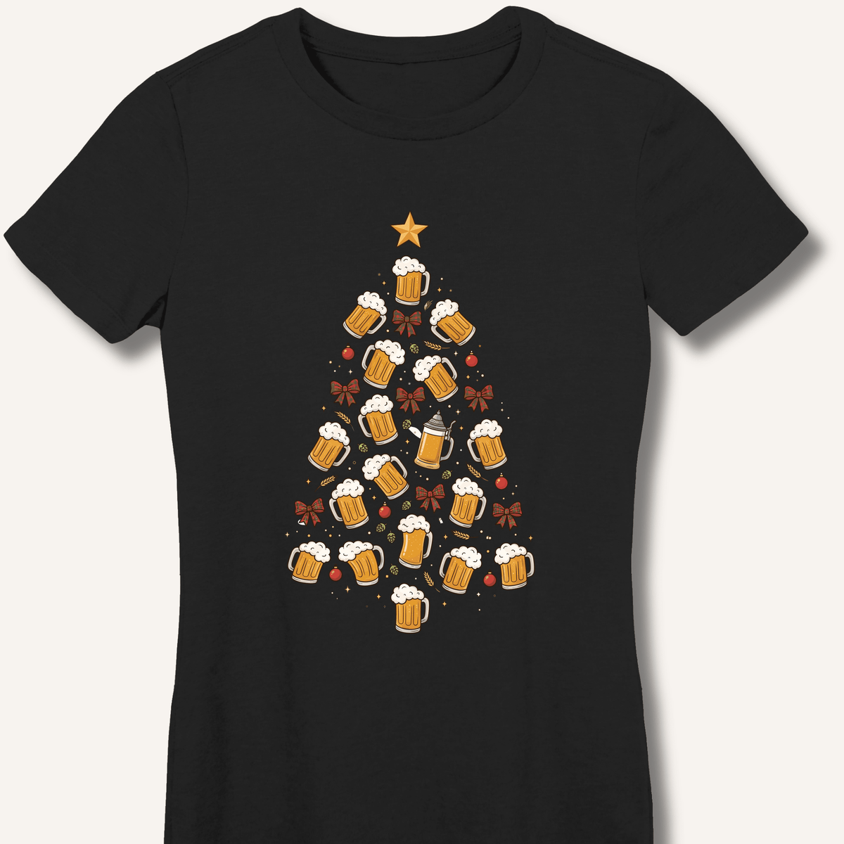 Beer Christmas Tree Women's Fitted T-Shirt - Sip & Shirt