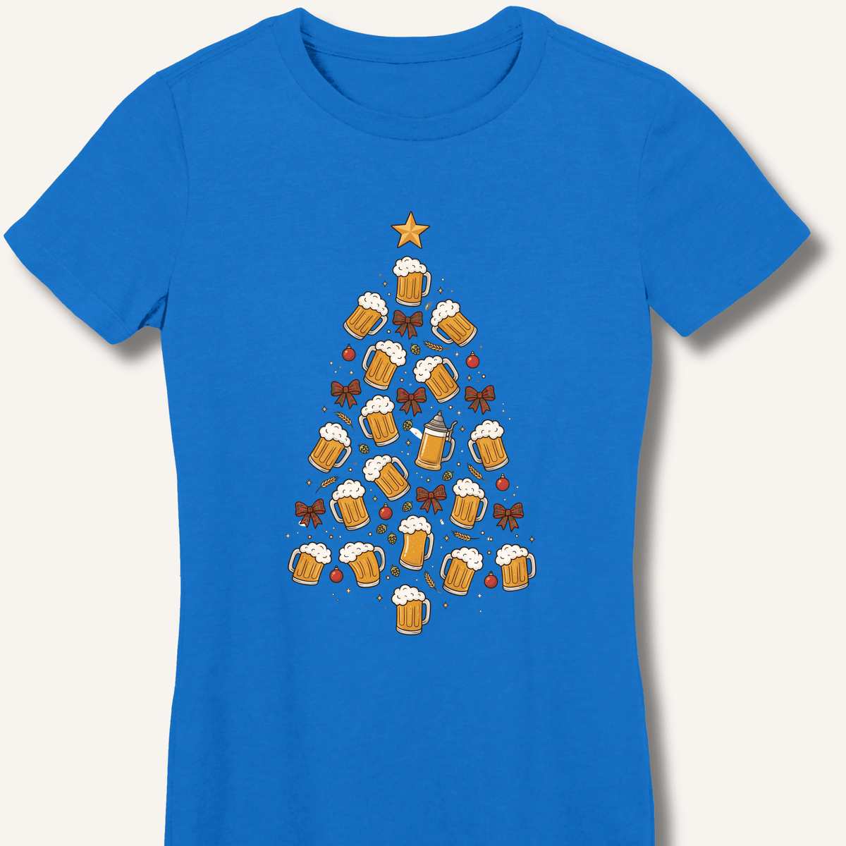 Beer Christmas Tree Women's Fitted T-Shirt - Sip & Shirt