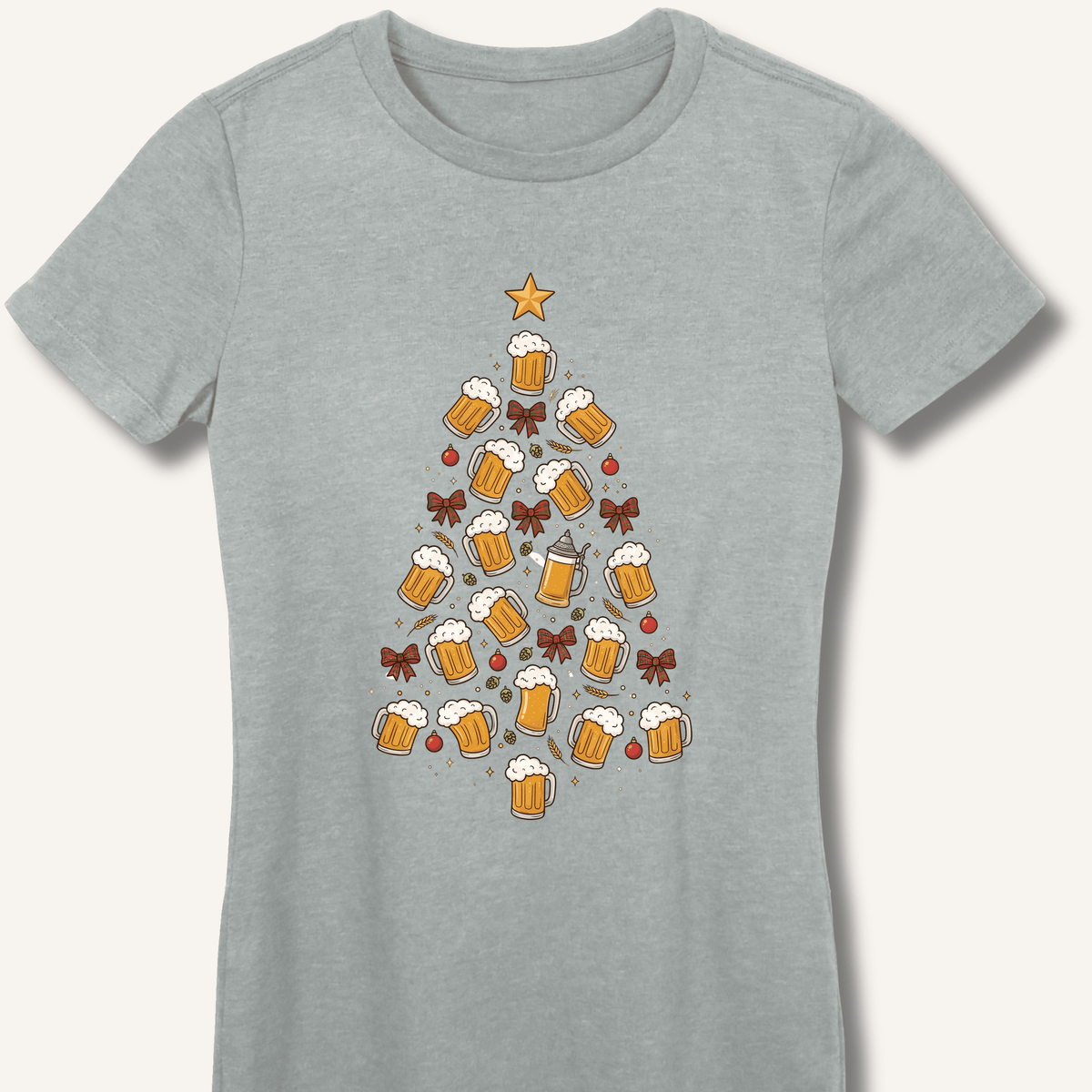 Beer Christmas Tree Women's Fitted T-Shirt - Sip & Shirt