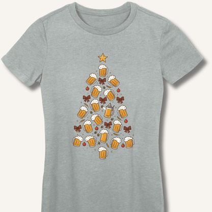 Beer Christmas Tree Women's Fitted T-Shirt - Sip & Shirt