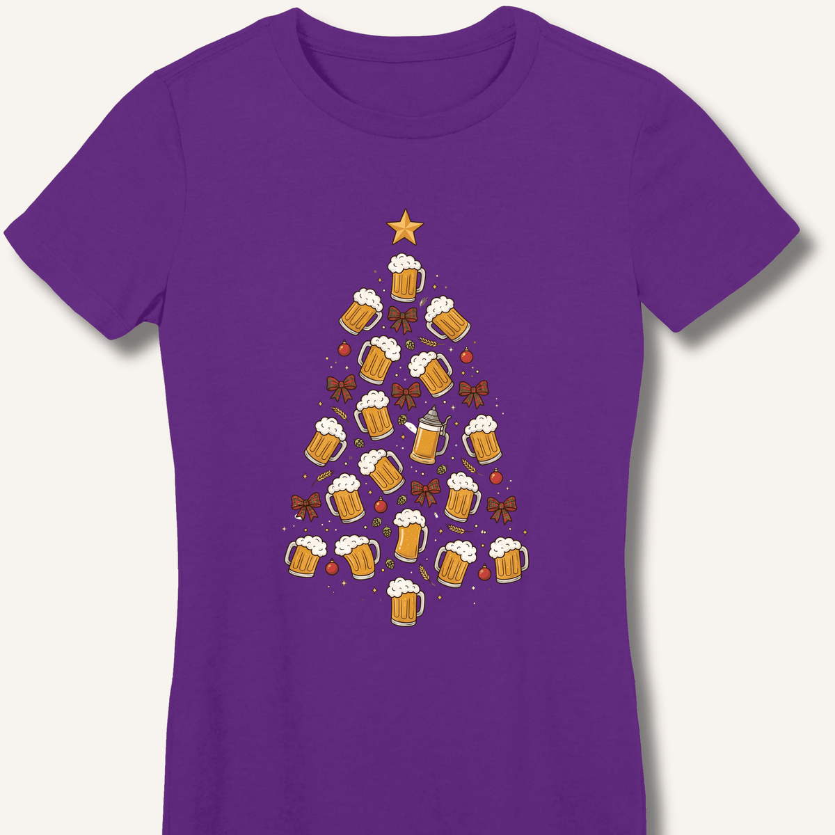 Beer Christmas Tree Women's Fitted T-Shirt - Sip & Shirt