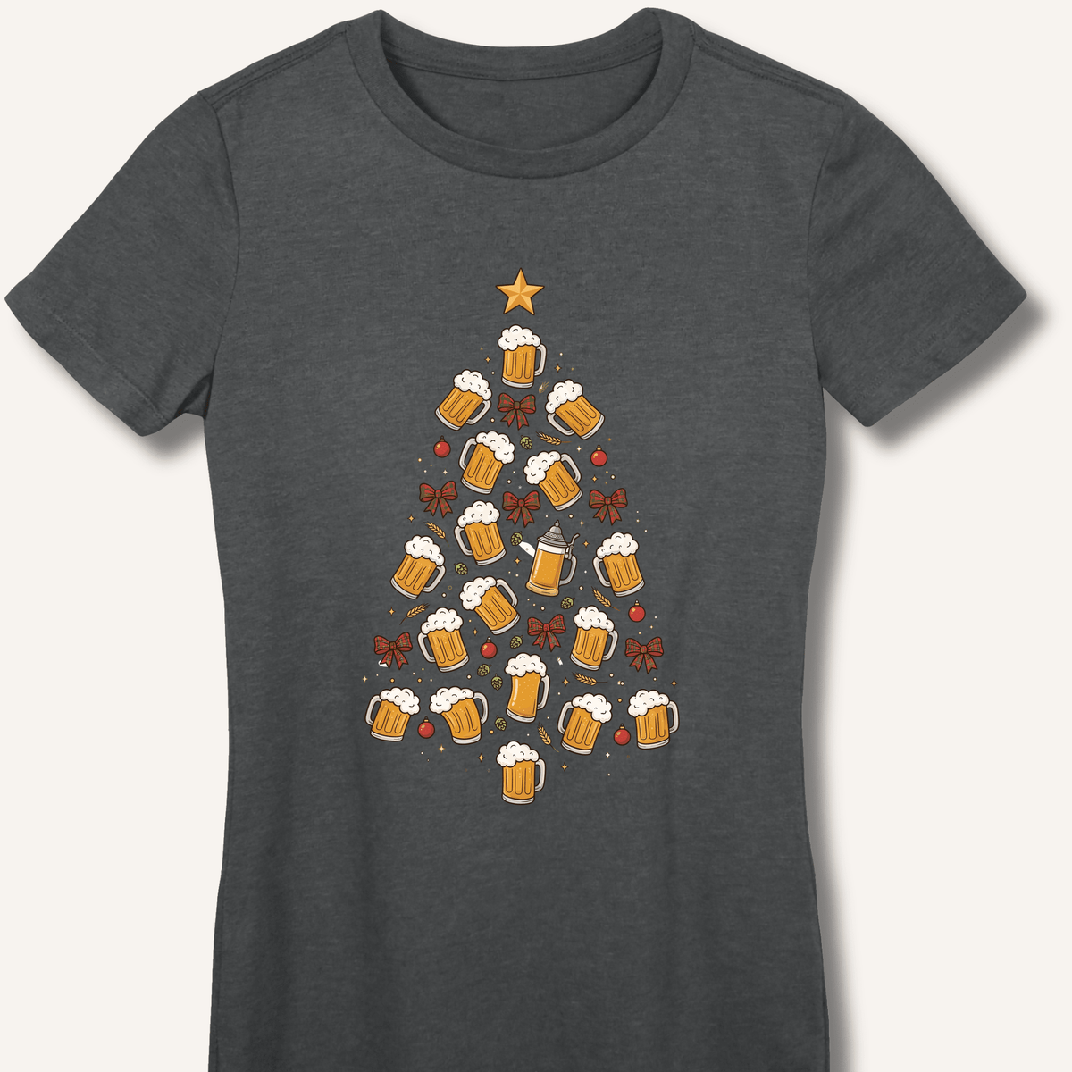 Beer Christmas Tree Women's Fitted T-Shirt - Sip & Shirt
