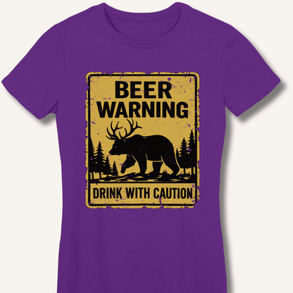 Beer Warning Fitted T-Shirt - Sip & Shirt