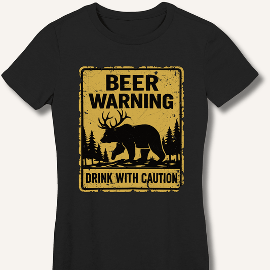 Beer Warning Fitted T-Shirt - Sip & Shirt