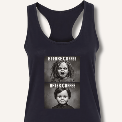 Before Coffee & After Coffee Racerback Tank - Sip & Shirt