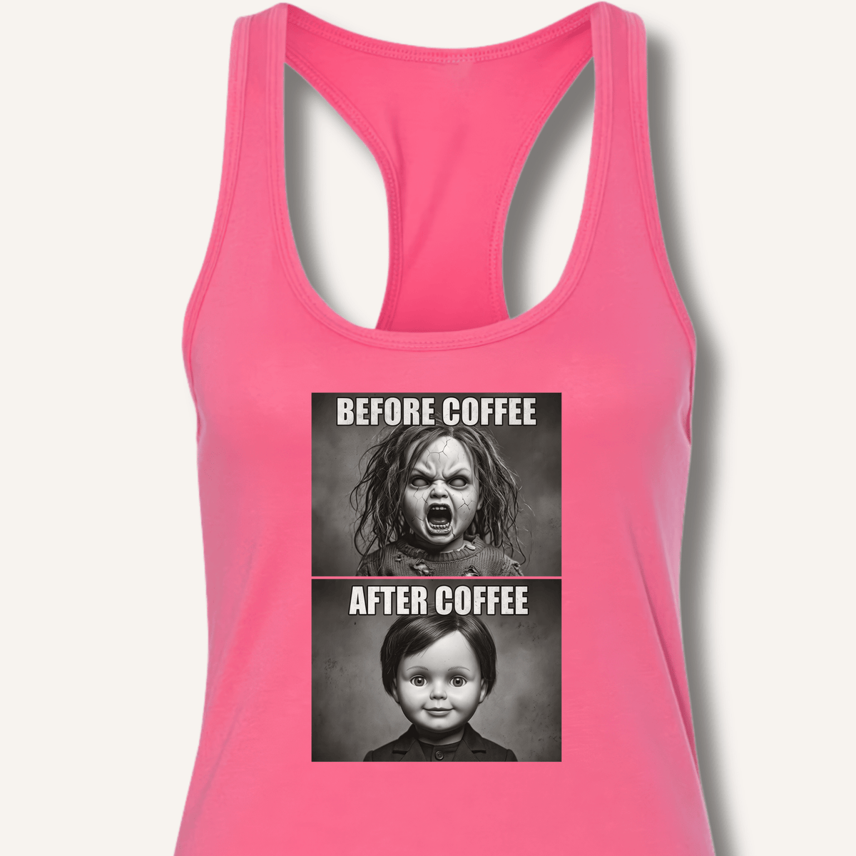 Before Coffee & After Coffee Racerback Tank - Sip & Shirt