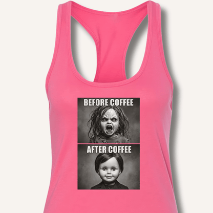 Before Coffee & After Coffee Racerback Tank - Sip & Shirt