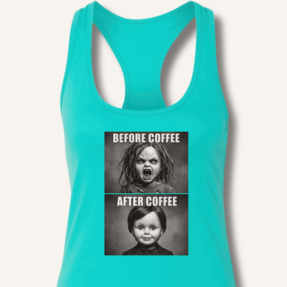 Before Coffee & After Coffee Racerback Tank - Sip & Shirt