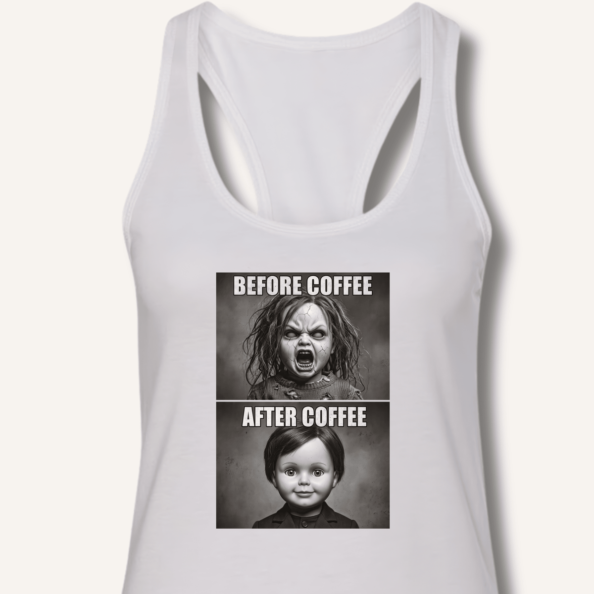 Before Coffee & After Coffee Racerback Tank - Sip & Shirt