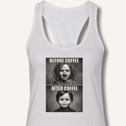 Before Coffee & After Coffee Racerback Tank - Sip & Shirt