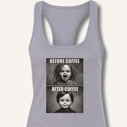 Before Coffee & After Coffee Racerback Tank - Sip & Shirt