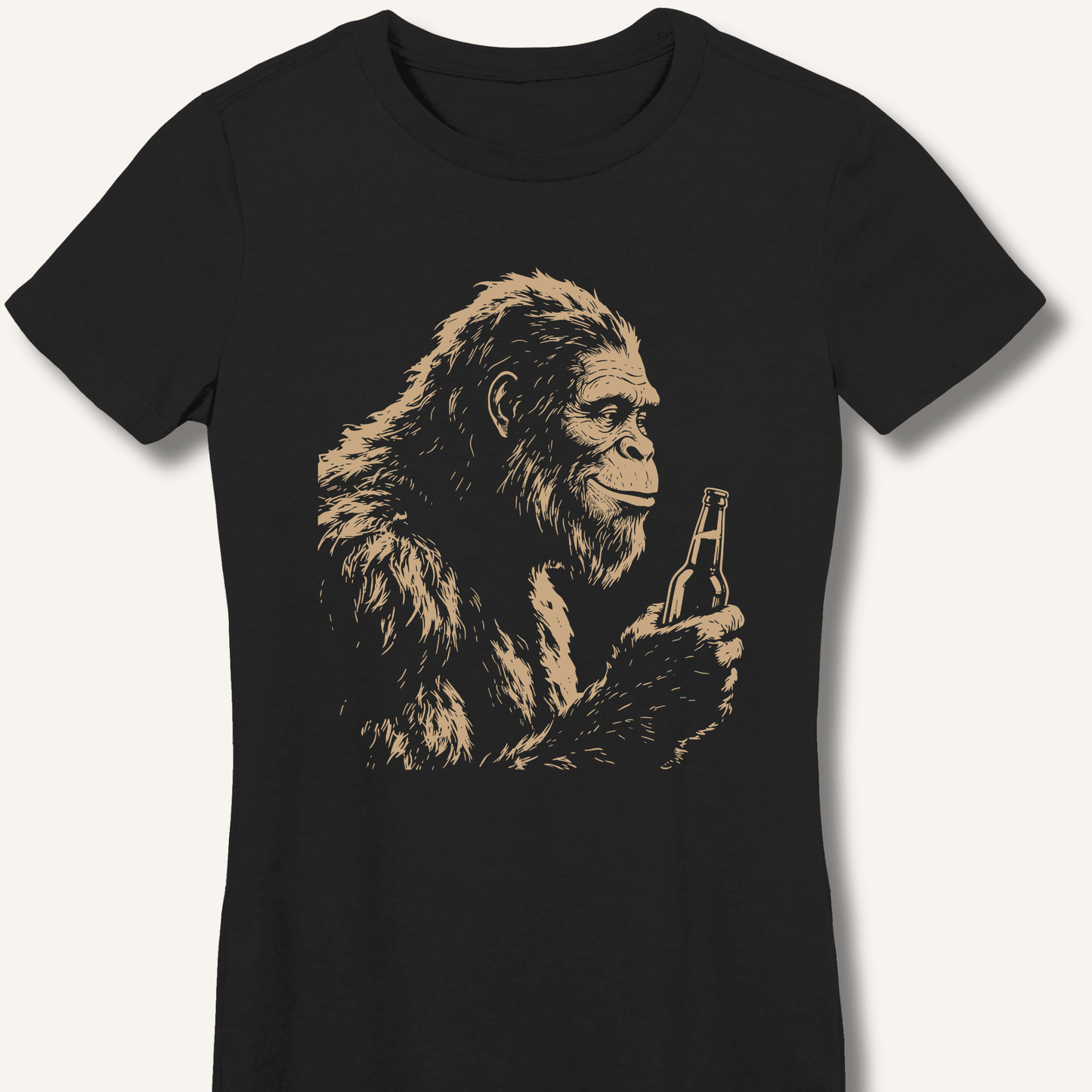 Bigfoot Drinking Beer Fitted T-Shirt - Sip & Shirt