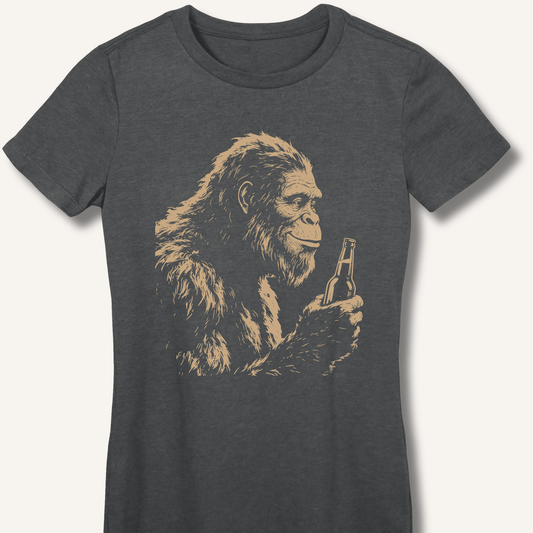 Bigfoot Drinking Beer Fitted T-Shirt - Sip & Shirt