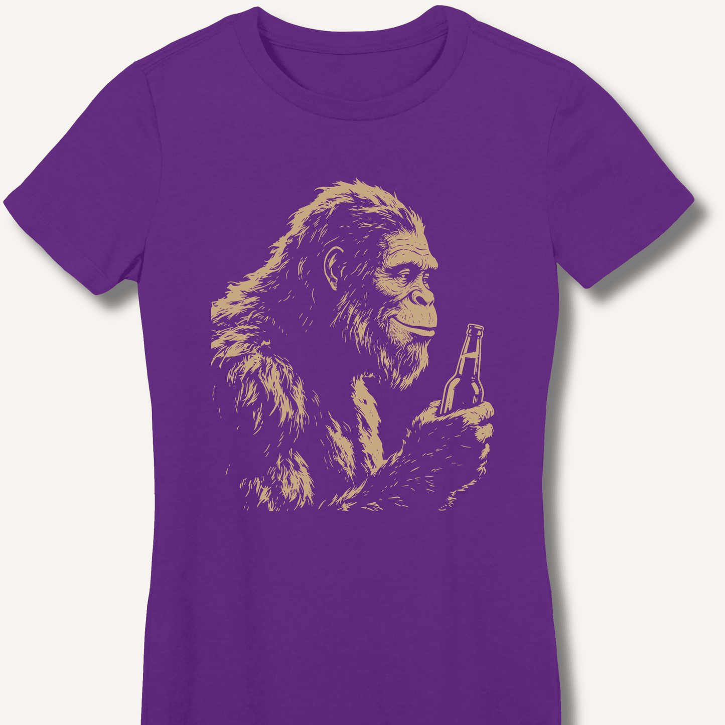 Bigfoot Drinking Beer Fitted T-Shirt - Sip & Shirt