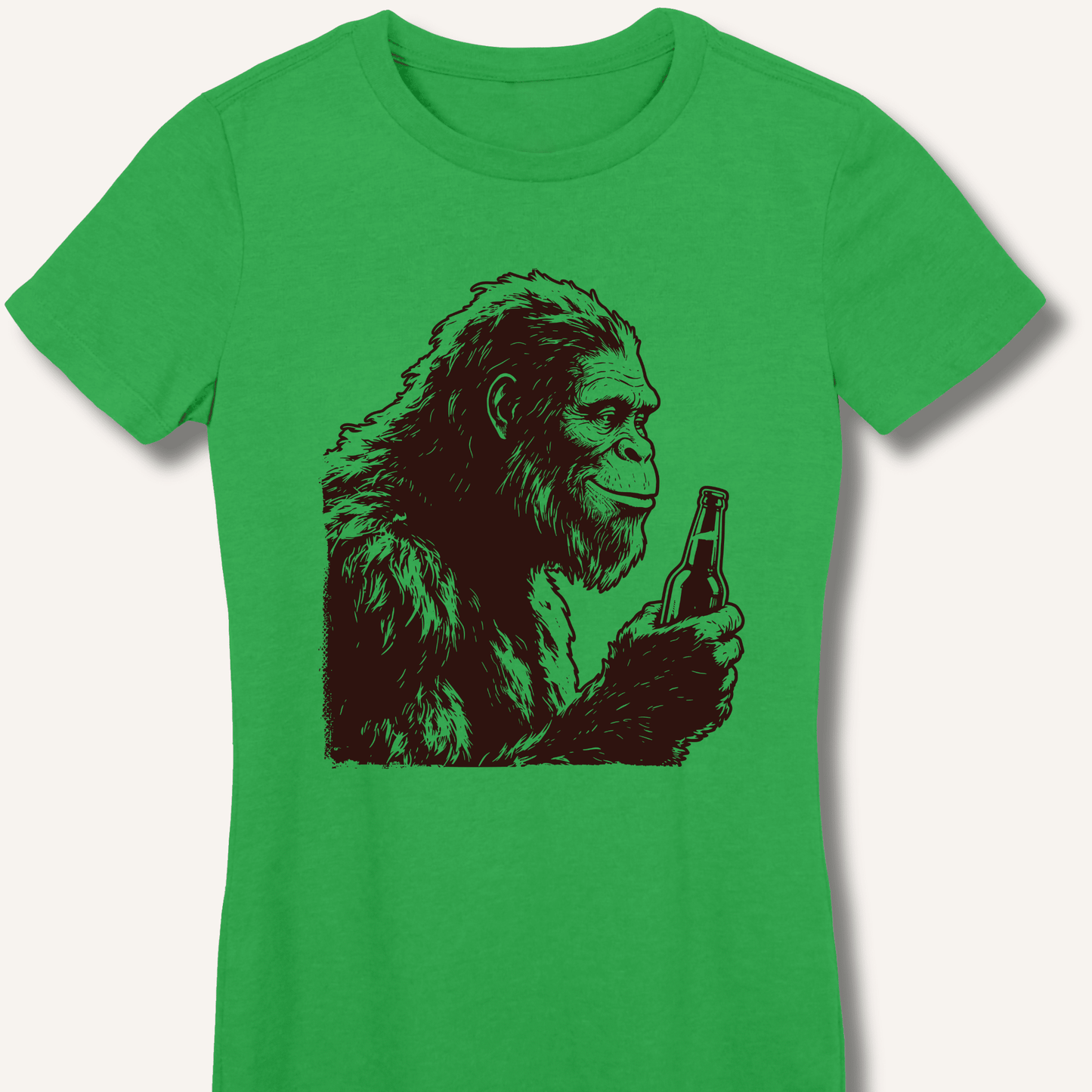 Bigfoot Drinking Beer Fitted T-Shirt - Sip & Shirt