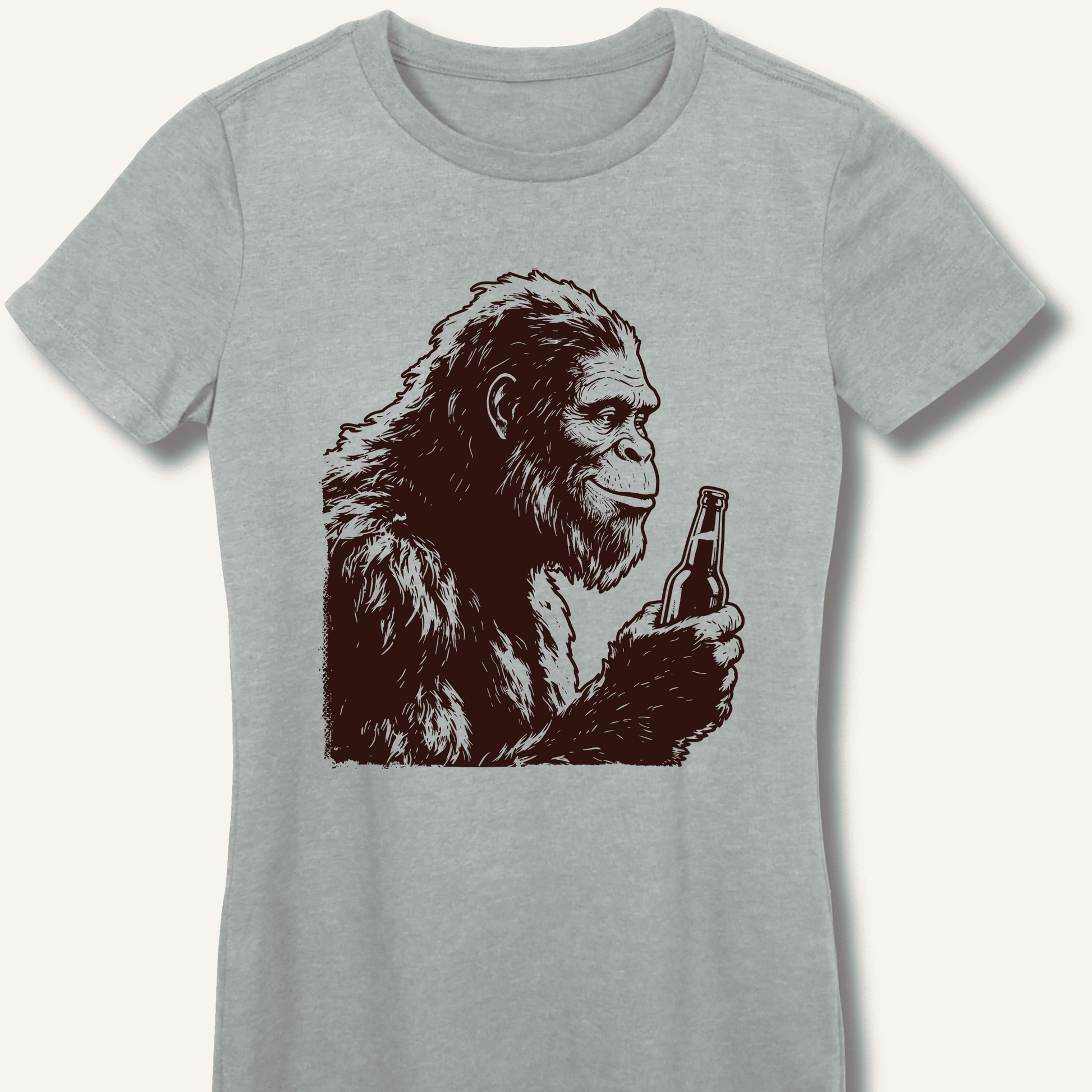 Bigfoot Drinking Beer Fitted T-Shirt - Sip & Shirt