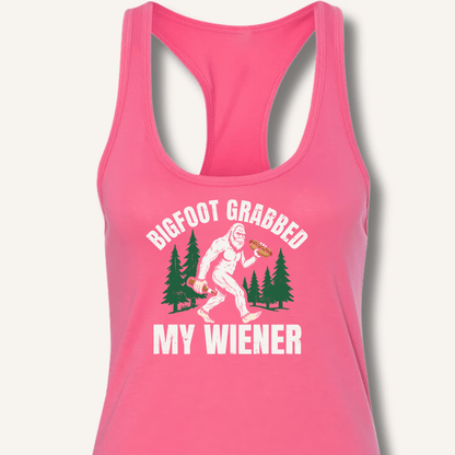 Bigfoot Grabbed My Wiener Racerback Tank - Sip & Shirt