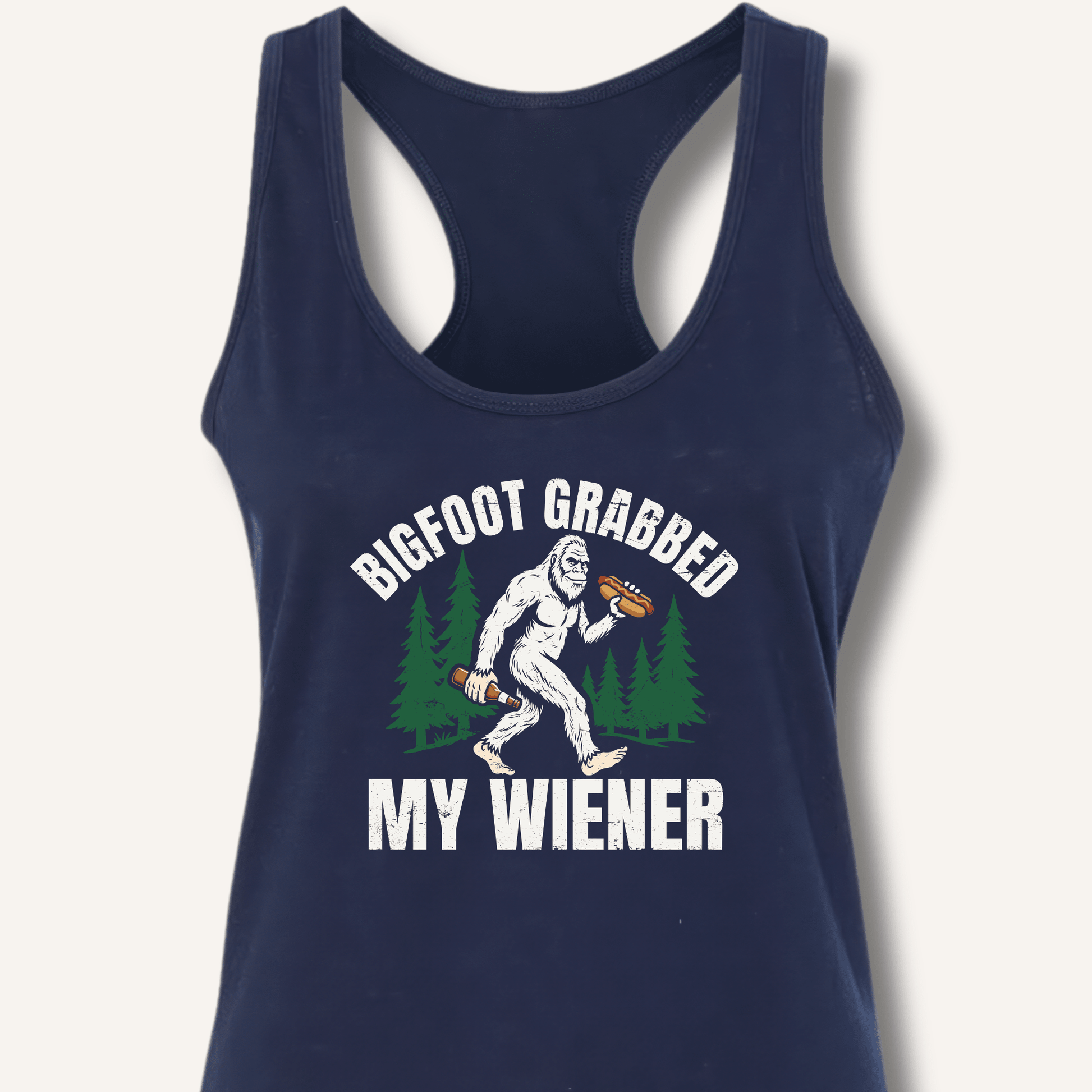 Bigfoot Grabbed My Wiener Racerback Tank - Sip & Shirt