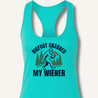 Bigfoot Grabbed My Wiener Racerback Tank - Sip & Shirt