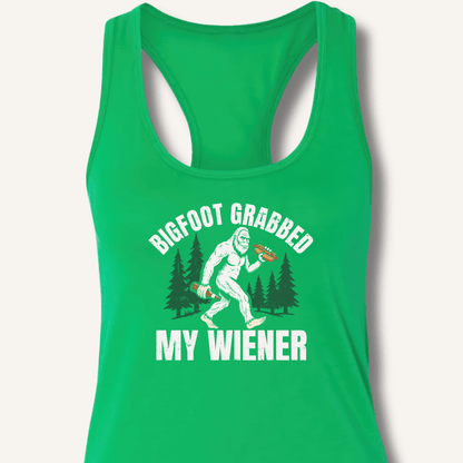 Bigfoot Grabbed My Wiener Racerback Tank - Sip & Shirt