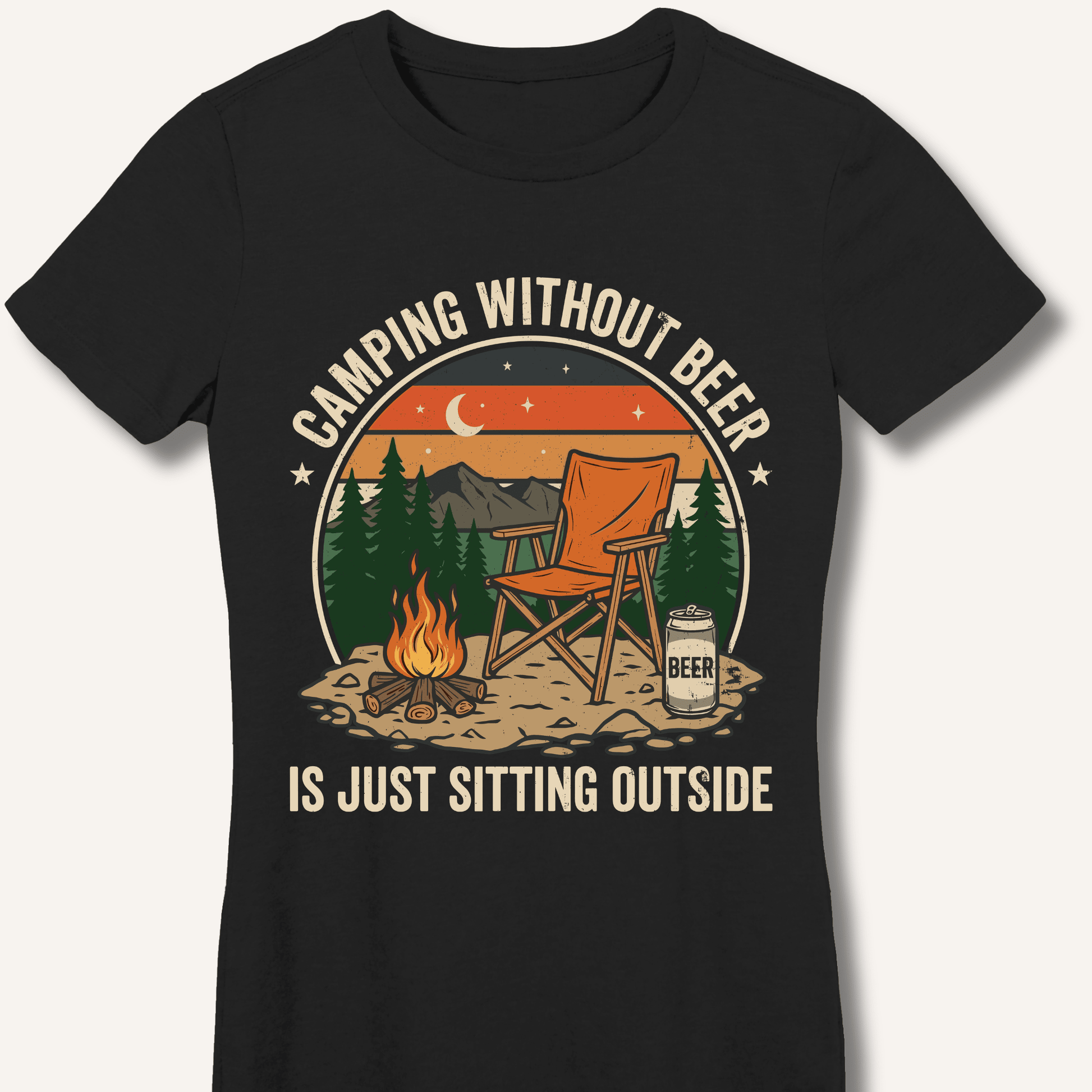 Camping Without Beer Fitted T-Shirt - Sip & Shirt