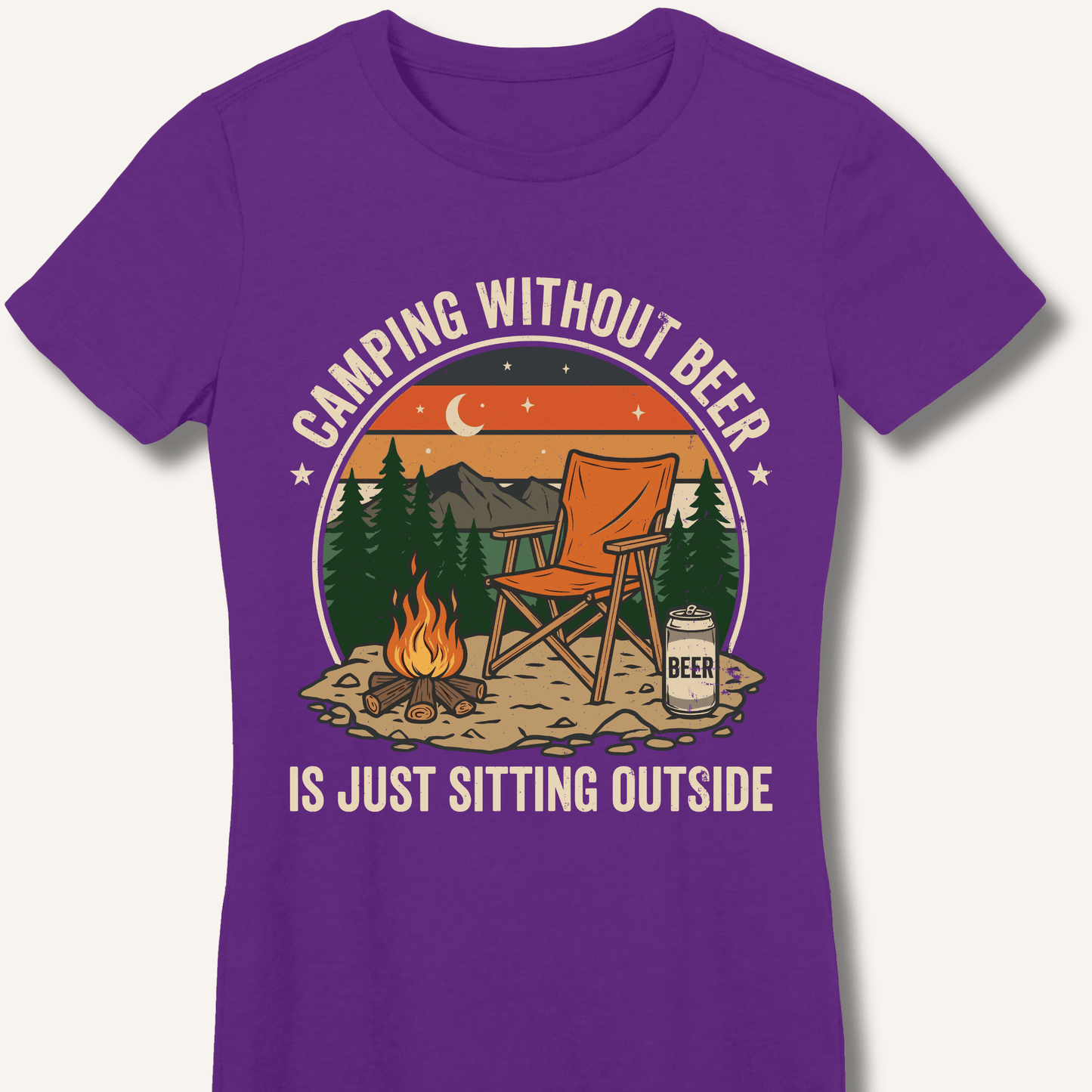 Camping Without Beer Fitted T-Shirt - Sip & Shirt