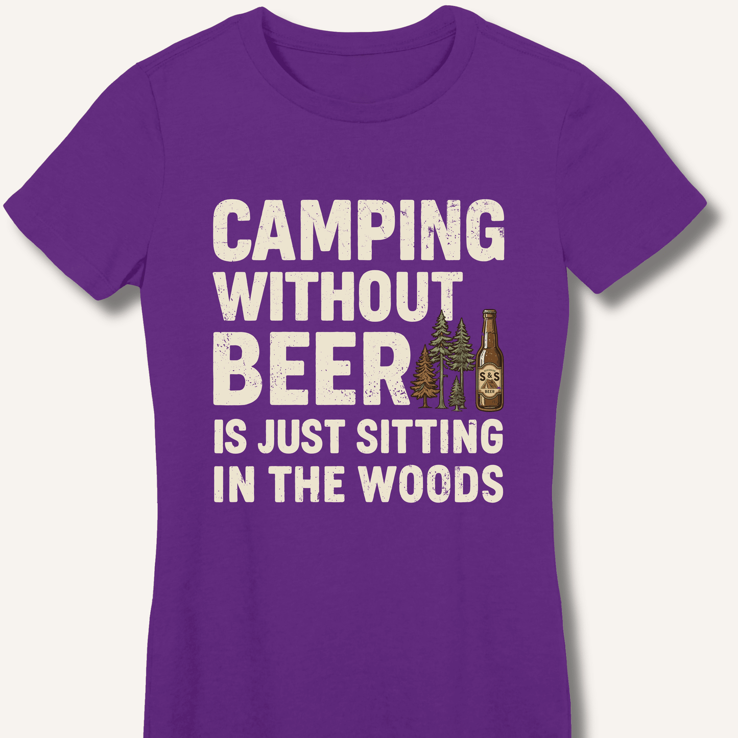 Camping Without Beer Women's Fitted T-Shirt - Sip & Shirt