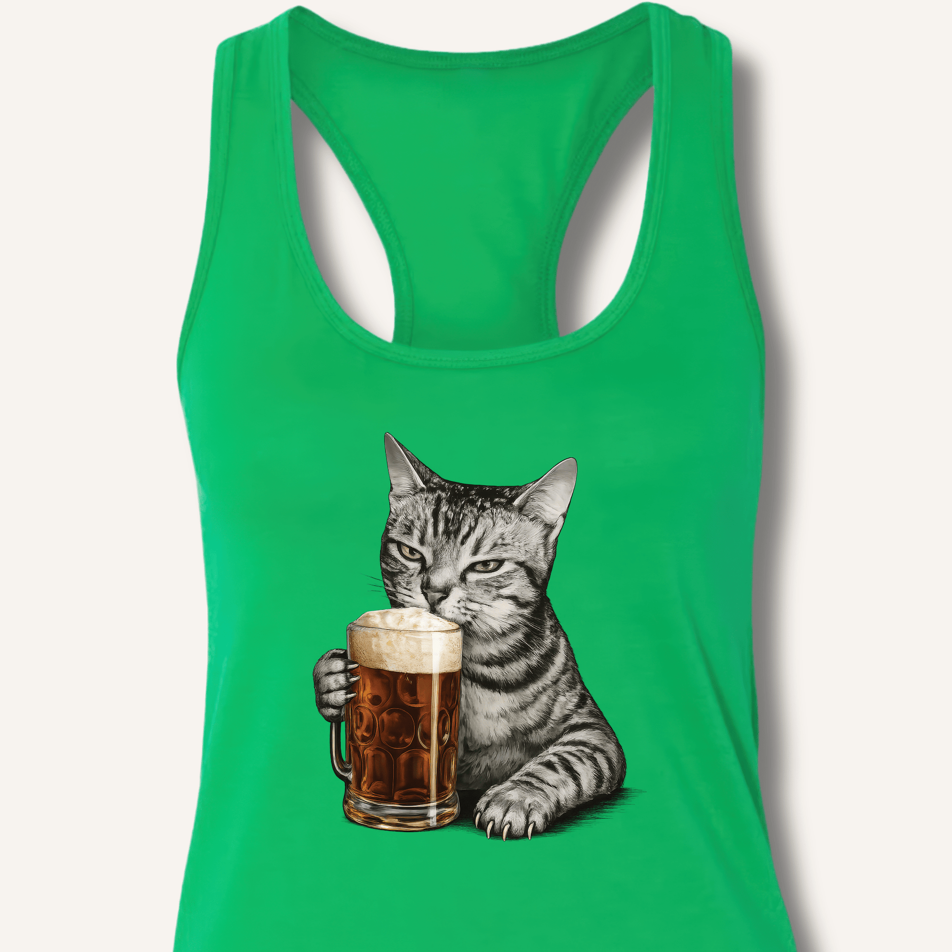 Cat Drinking Beer Racerback Tank - Sip & Shirt