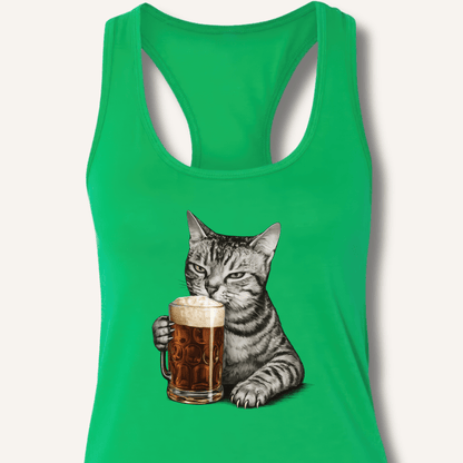 Cat Drinking Beer Racerback Tank - Sip & Shirt