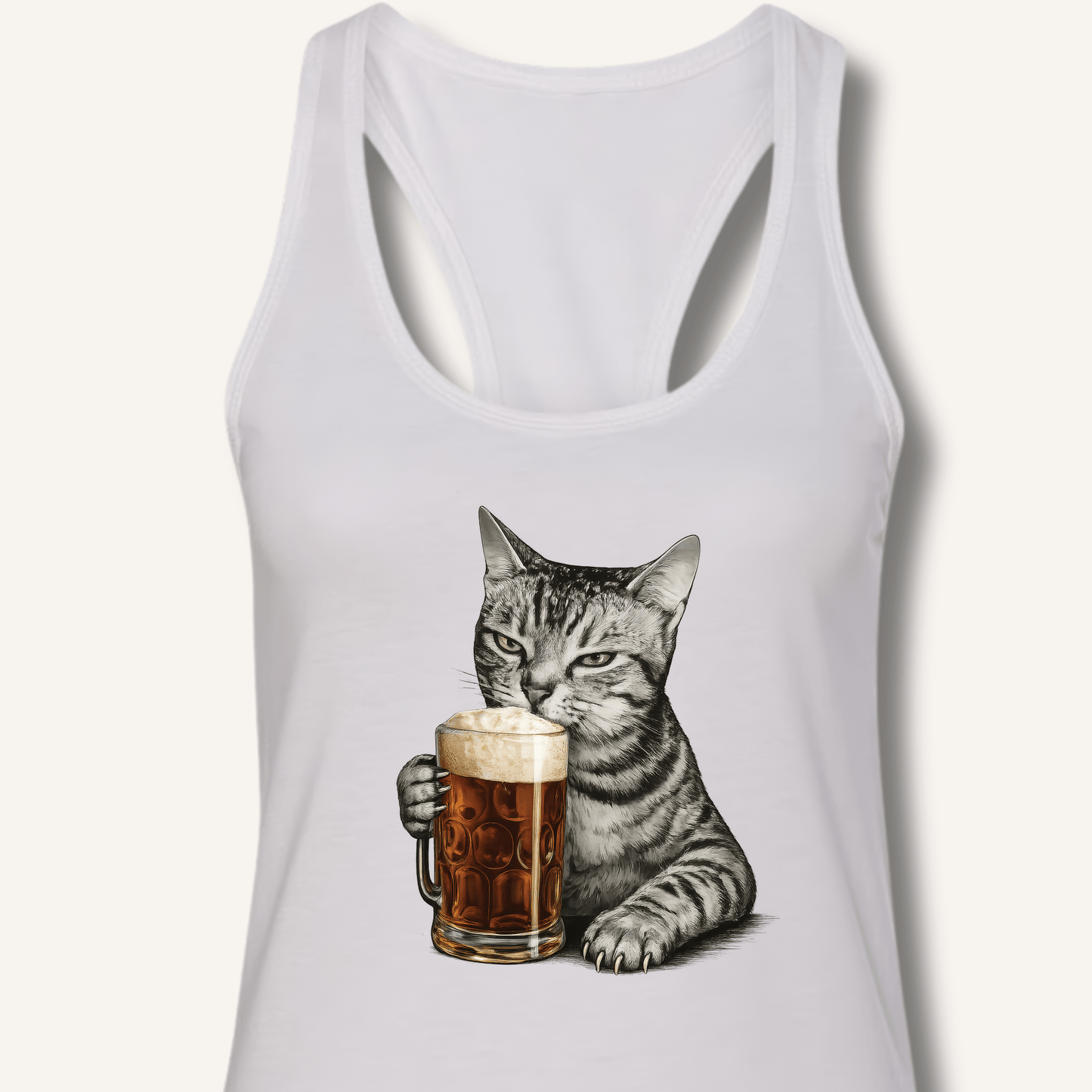 Cat Drinking Beer Racerback Tank - Sip & Shirt