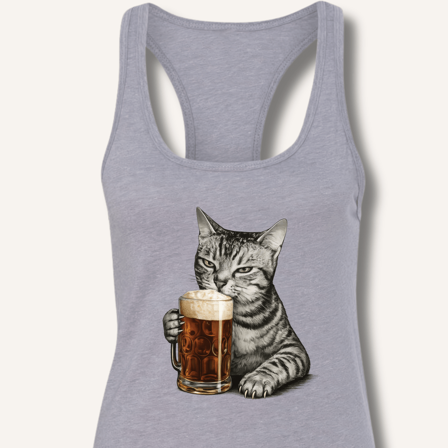 Cat Drinking Beer Racerback Tank - Sip & Shirt