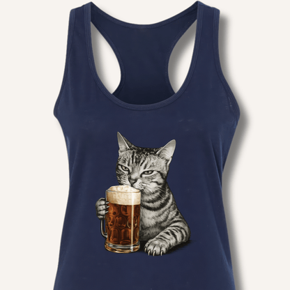 Cat Drinking Beer Racerback Tank - Sip & Shirt