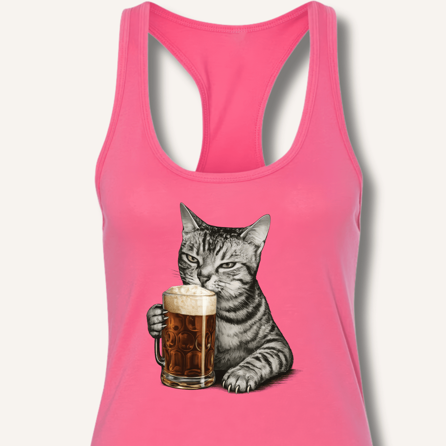 Cat Drinking Beer Racerback Tank - Sip & Shirt