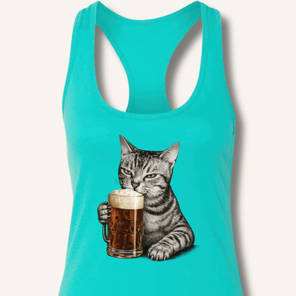 Cat Drinking Beer Racerback Tank - Sip & Shirt