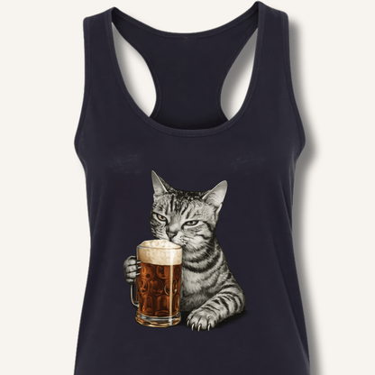 Cat Drinking Beer Racerback Tank - Sip & Shirt