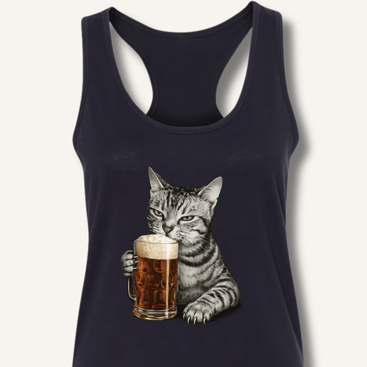 Cat Drinking Beer Racerback Tank - Sip & Shirt