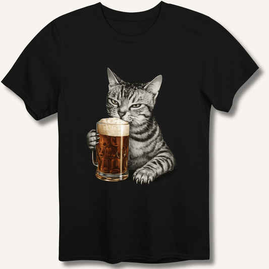 Cat Drinking Beer T-Shirt - Sip & Shirt