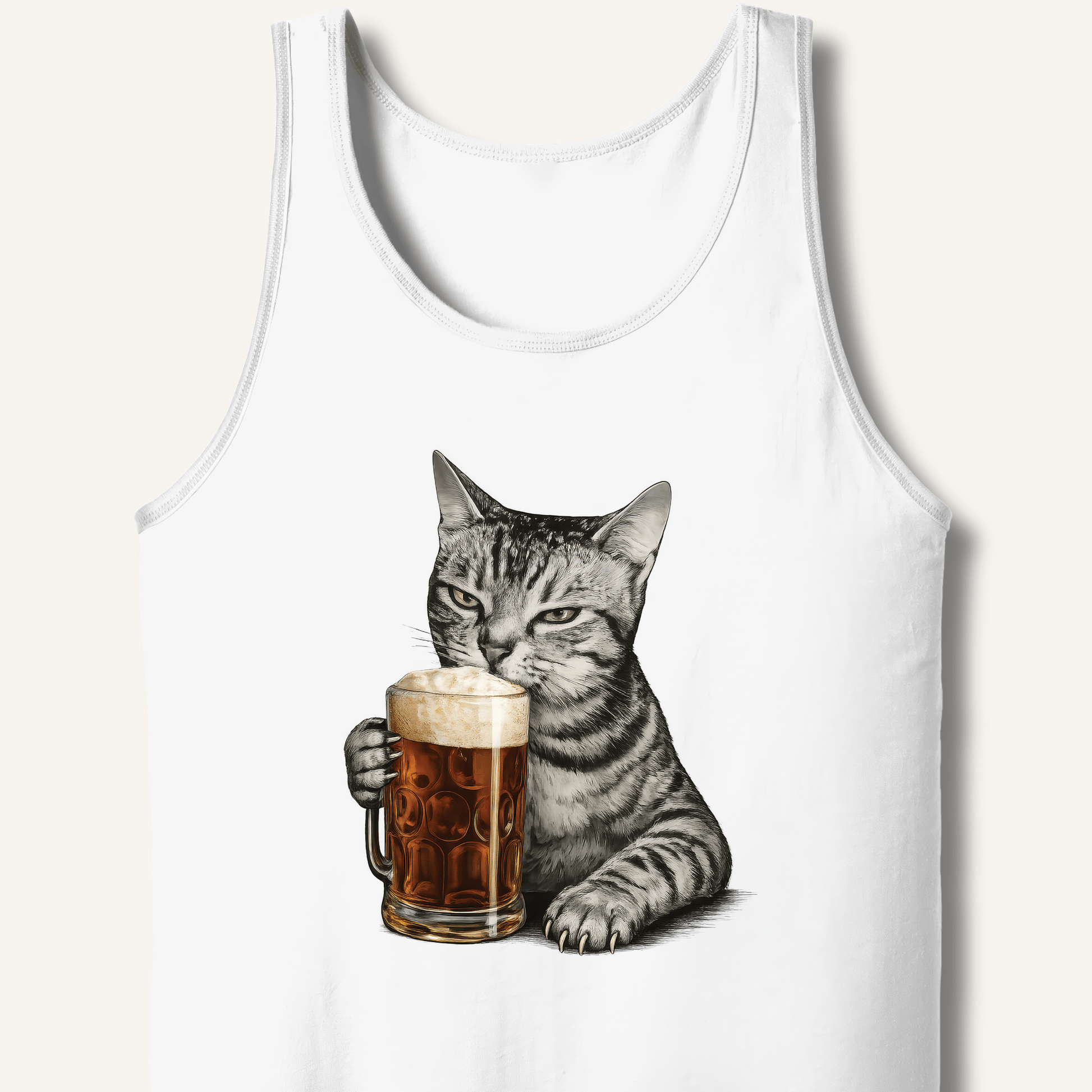 Cat Drinking Beer Tank - Sip & Shirt