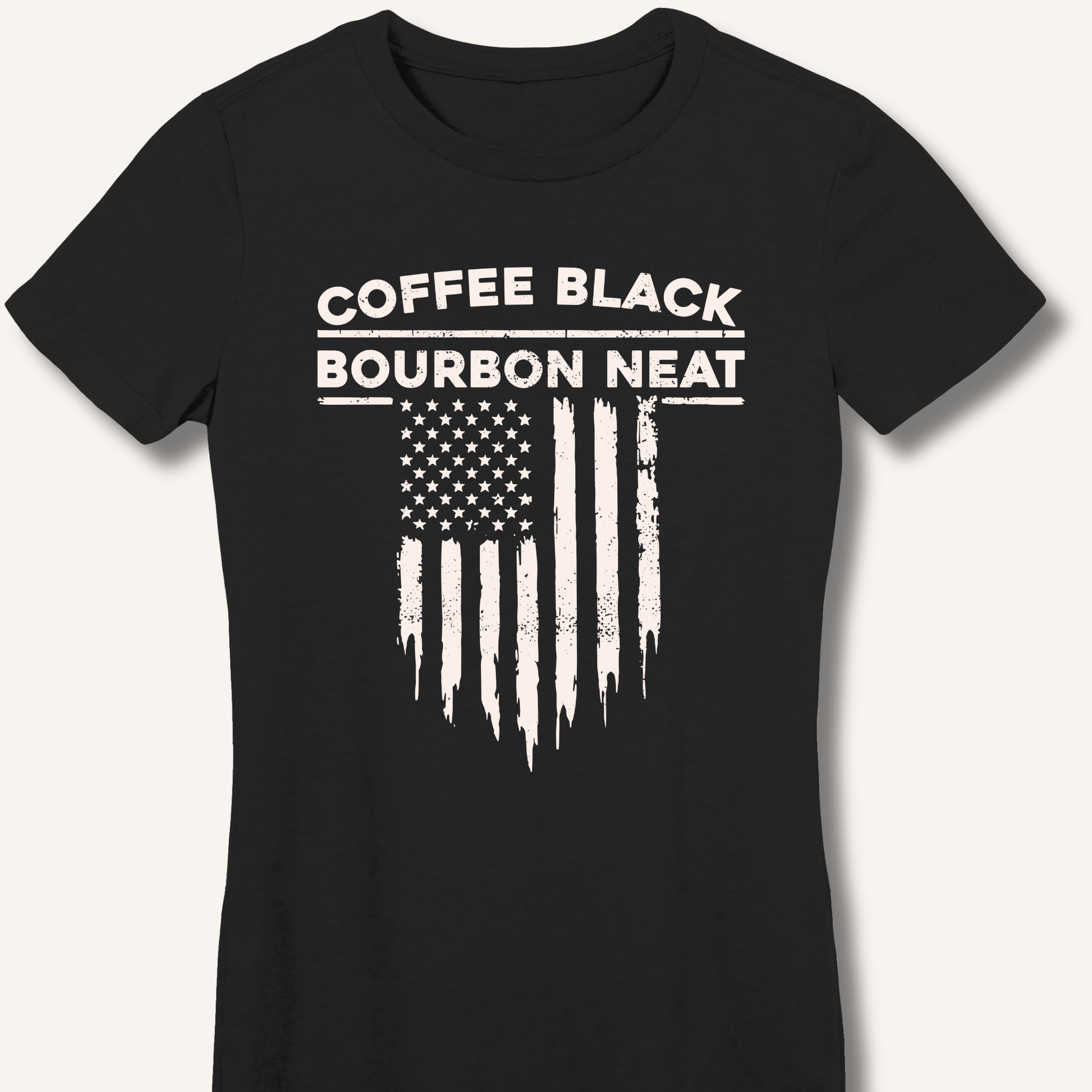 Coffee Black Bourbon Neat Fitted T-Shirt - Sip & Shirt