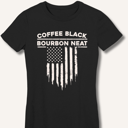Coffee Black Bourbon Neat Fitted T-Shirt - Sip & Shirt