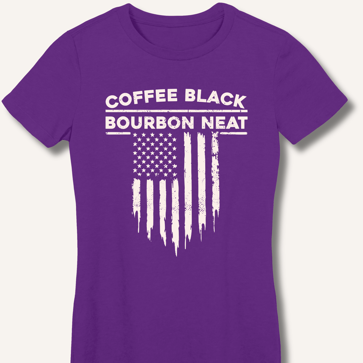 Coffee Black Bourbon Neat Fitted T-Shirt - Sip & Shirt